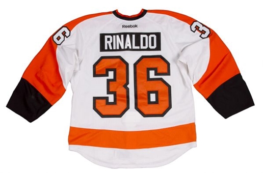 2013-14 Zac Rinaldo Philadelphia Flyers Game Worn Jersey (MeiGray)